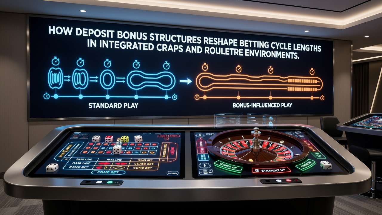Player movement patterns between craps and roulette stations under active deposit bonus conditions