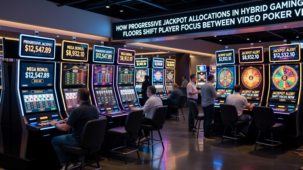 Craps table with players and video poker machines visible in the background on a hybrid casino floor