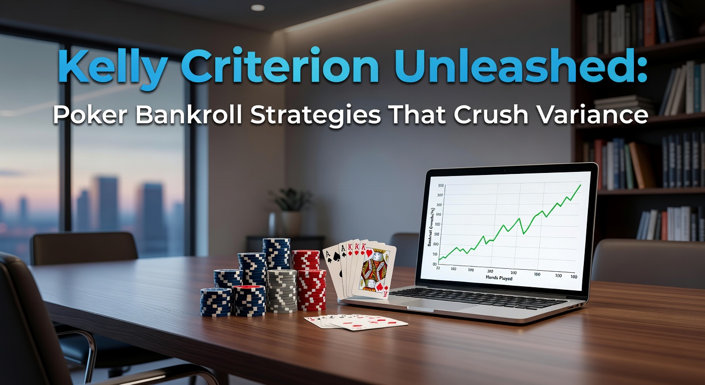 Dynamic graph illustrating exponential bankroll growth curves for Kelly Criterion applied to poker sessions over time, contrasting aggressive and conservative sizing