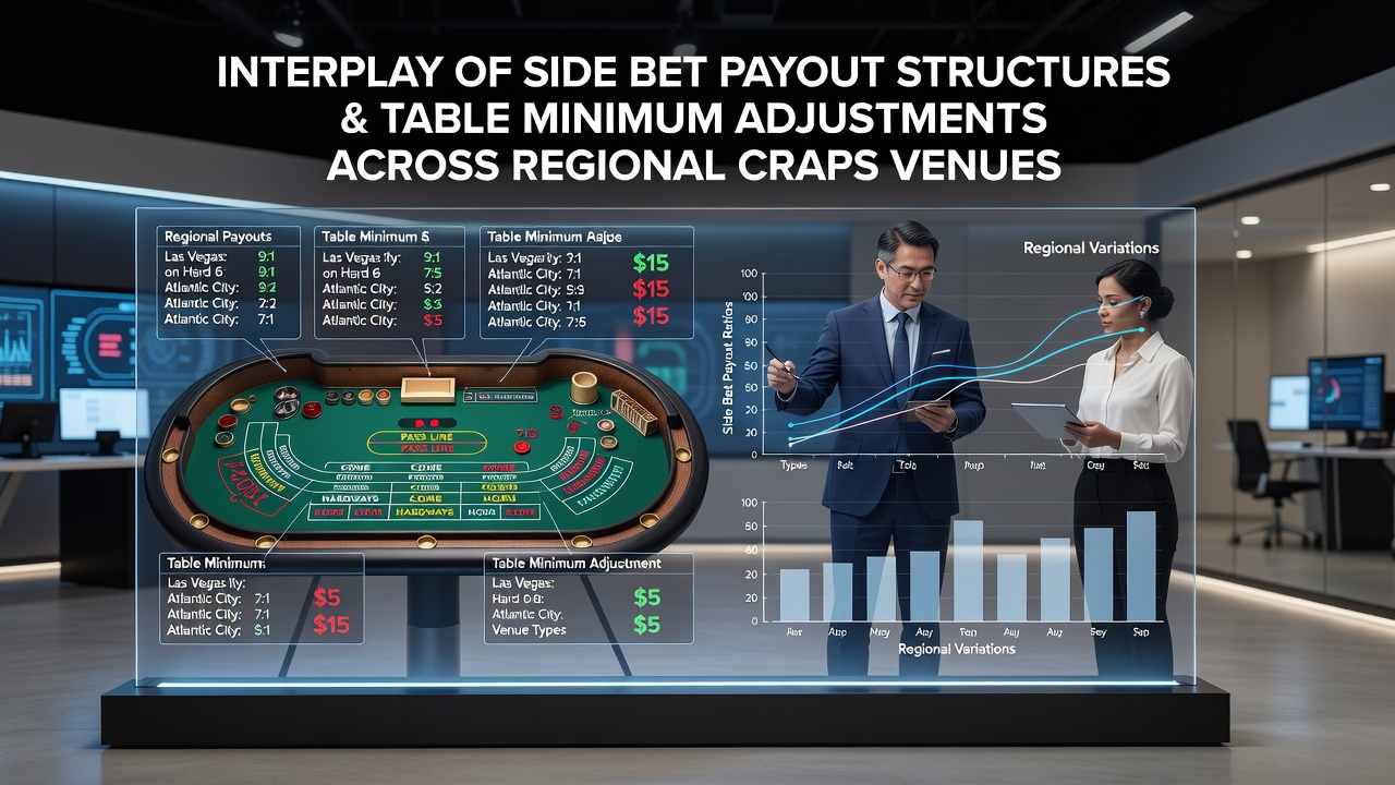 Craps table layout showing side bet areas and payout structures at a regional casino venue