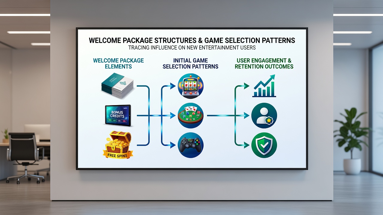 New players reviewing table game rules at a casino with welcome bonus information visible on digital screens