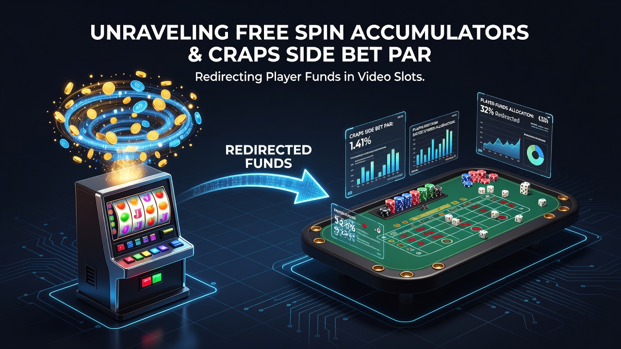 Screenshot of casino interface displaying transition from slot accumulator credits to craps side bet selection during active bonus clearance